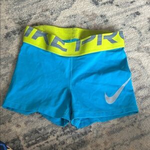 Nike Bright Blue Shorts with Lime Green Waistband